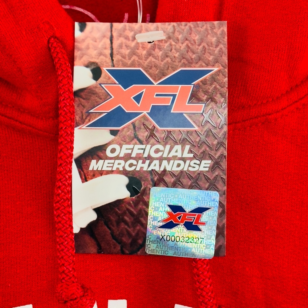 XFL Defenders Unisex Football Red Hooded Sweatshirt Front Pocket Men L/W… - Picture 3 of 6